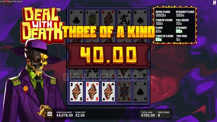 A close-up of a slot machine screen displaying three 777 symbols, indicating a big win